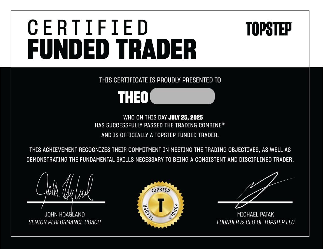 Diplôme de prop firm d'un élève