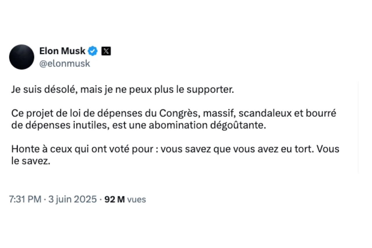 Elon Musk critique le Congrès sur X