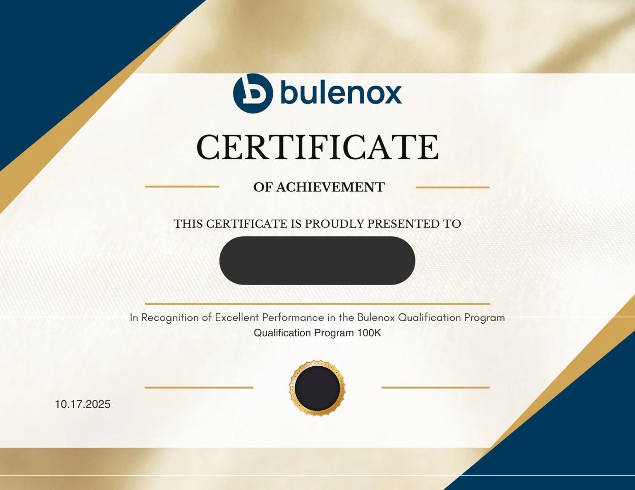 Certificat de réussite de Bulenox
