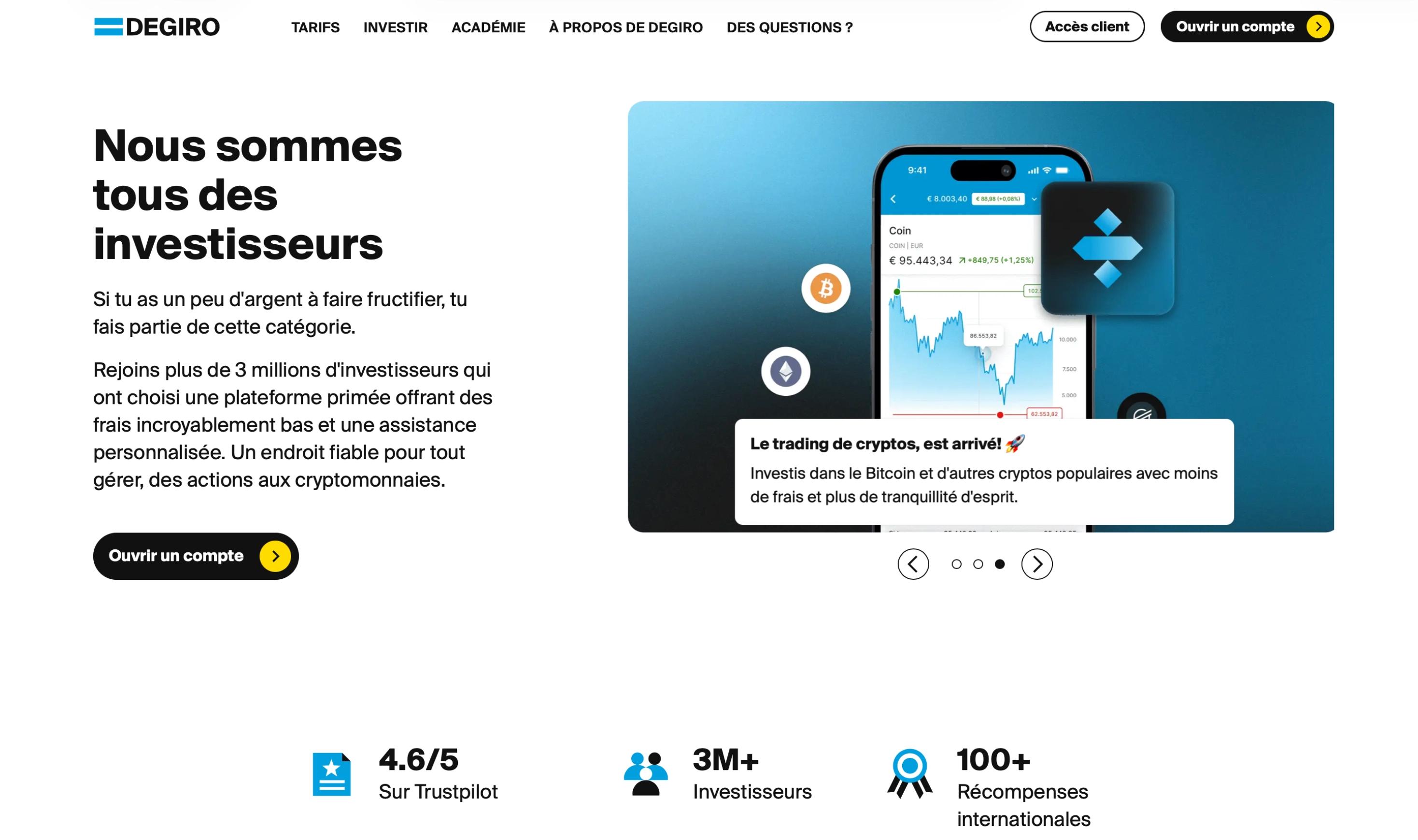 Degiro page d'accueil