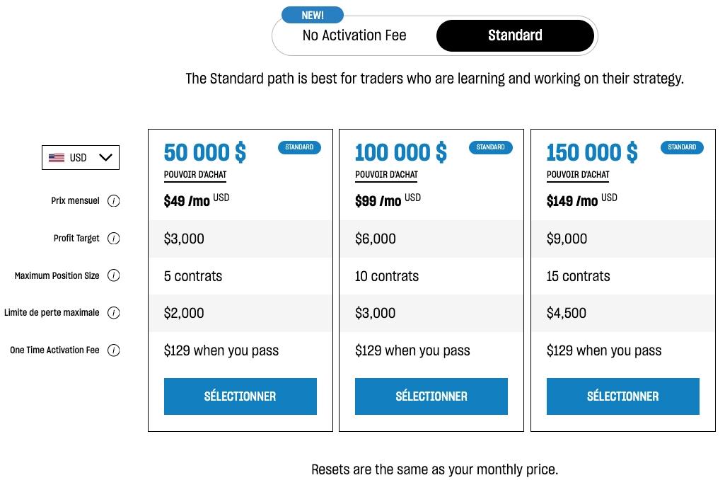 Des comptes avec frais d'activation
