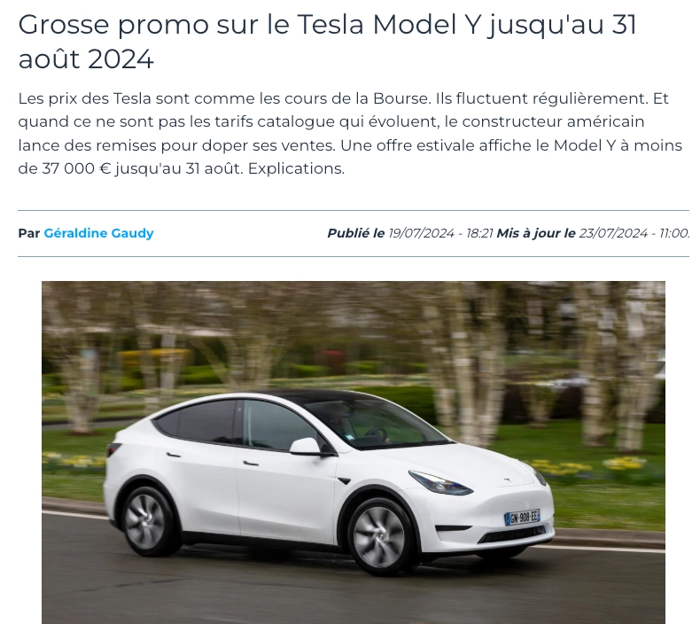 Exemple de promotion de Tesla