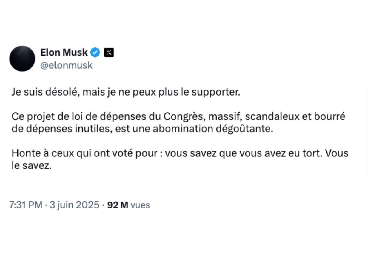Elon Musk critique le Congrès sur X